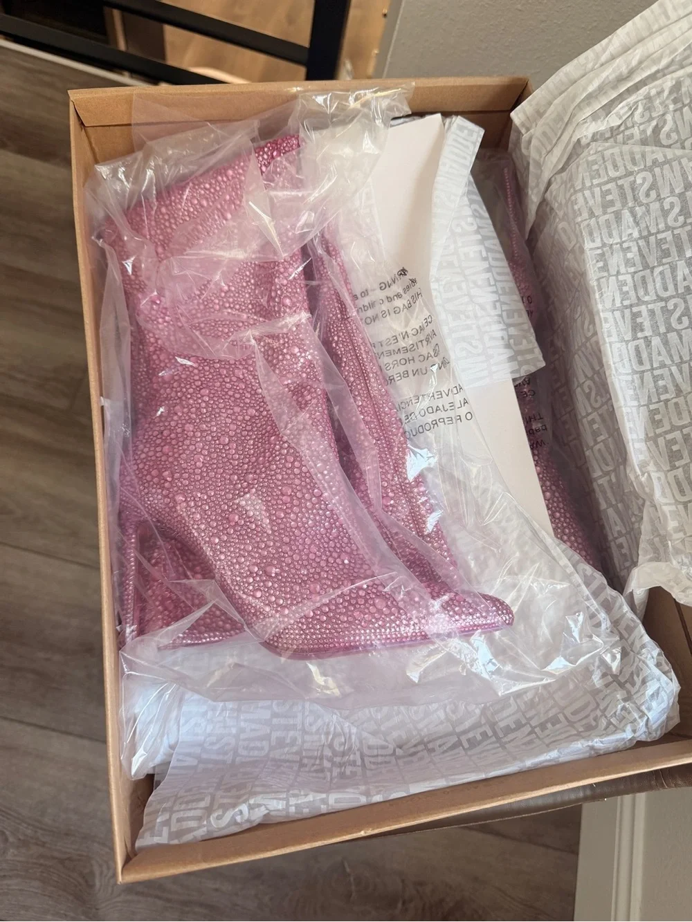 Steve Madden Pink Rhinestone Over-the-Knee Stiletto Boots